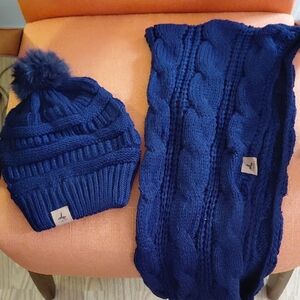 Navy Blue, Loro Piana Navy Kids Knit Hat and Scarf Set